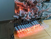 Электрогирлянда "Оплавленные свечи" белые с эффектом натурального пламени, прозрачные лампы, Kaemingk