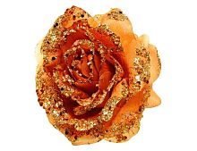 Декоративная Роза ЗОЛОТАЯ РОСА на клипсе, полиэстер, 14 см, Kaemingk