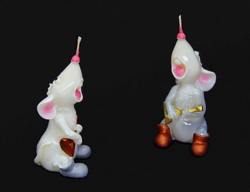 Фигурная свеча "Мышонок с балалайкой", 5.5х6х12.5 см, разные модели, Омский Свечной