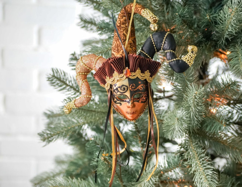 Ёлочная игрушка МАСКА ЧЕРНОЕ И МЕДНОЕ, полистоун, 30 см, Winter Deco