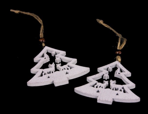 Набор ёлочных игрушек "Ёлочка с оленями", дерево, белая, (набор 2 шт.), Breitner фото 2