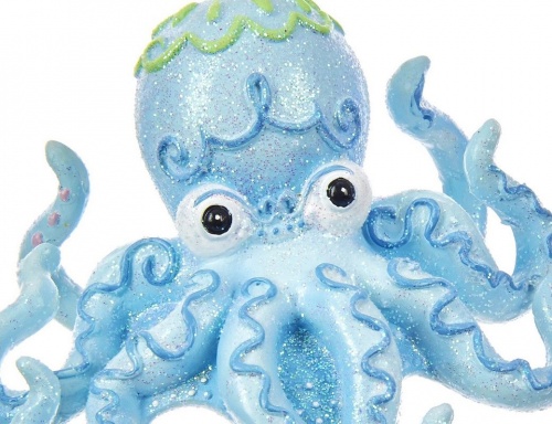 Ёлочная игрушка "Узорчатый осьминог", полистоун, голубой, 17 см, Kurts Adler фото 2