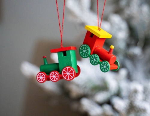 Ёлочная игрушка ПАРОВОЗИК-МАЛЫШОК, деревянный, 5.5 см, разные цвета, Breitner