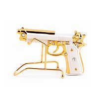 PISTOLETTO Пистолет 20х13 см (без подставки), керамика, цвет белый, декор золото, swarovski
