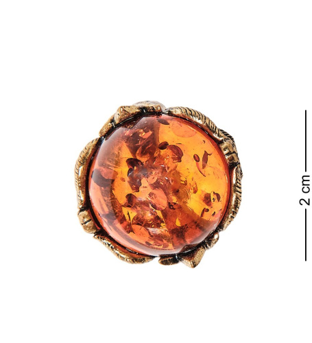 AM-2464 Кольцо «Лилии» (латунь, янтарь) фото 2