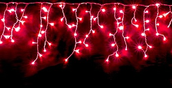 Электрогирлянда "Сосульки" 120 красных LED огней, 3х0,4 м, контроллер, коннектор, прозрачный провод, ЦАРЬ ЕЛКА