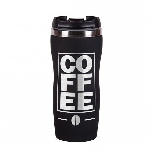 Термокружка "COFFEE" в красном и чёрном цветах, изготовленная из нержавеющей стали, в подарочной упаковке фото 3