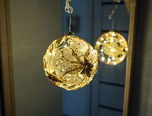 Светящийся ёлочный шар ВОЗДУШНЫЙ АЙВОРИ, стекло, 30 тёплых белых микро LED-огней, 15 см, батарейки, Koopman International