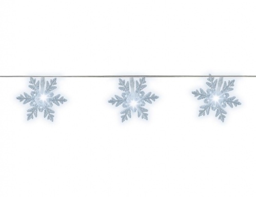 Электрогирлянда "Снежинки", 24 тёплых белых LED-огня, 4.6+5 м, прозрачный провод, контроллер, уличная, Kaemingk