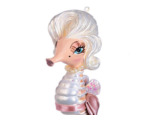 Елочная игрушка МОРСКАЯ МЭРИЛИН с розовым бантом, полистоун, 14 см, Goodwill фото 2