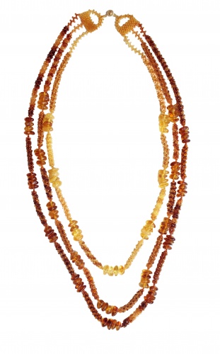 Плетеный браслет из балтийского янтаря и бисера, 10875-1b фото 3