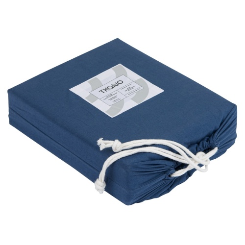 Комплект постельного белья полутораспальный темно-синего цвета из органического стираного хлопка из коллекции essential фото 7