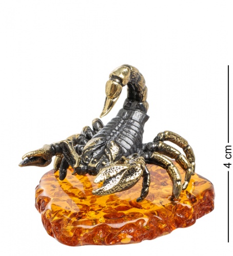 AM-1395 Фигурка "Скорпион каменный" (латунь, янтарь)