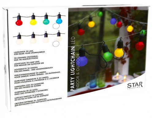 Электрогирлянда PARTY BALLS с крючками, 20 ярких цветных ламп, 5.7+5 м, уличная, STAR trading фото 2