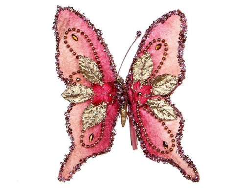 Ёлочное украшение "Бабочка-мечта" на клипсе, розовая, 18 см, Katherine’s Collection фото 2