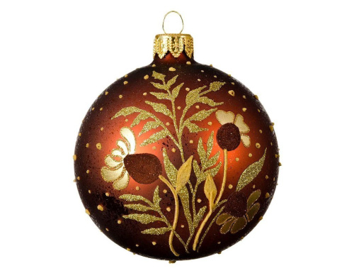 Набор стеклянных елочных шаров FLEURS EN CHOCOLAT, 8 см (упаковка - 6 шт.), Kaemingk