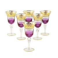 LUCIANA Бокал для вина/воды, набор 6 шт, хрусталь фиолетовый/декор золото 24К