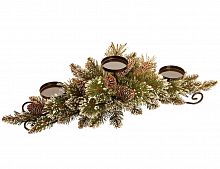 Декоративный хвойный подсвечник "Бристоль" с шишками и льдинками, на 3 свечи, 76 см, National Tree Company
