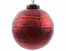 Винтажный шар Рисунки Востока красный, стекло (Kaemingk)