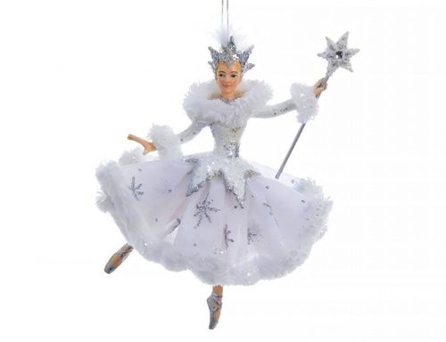 Ёлочная игрушка "Снежная королева" балерина, полистоун, текстиль, 17.2 см, Kurt S. Adler