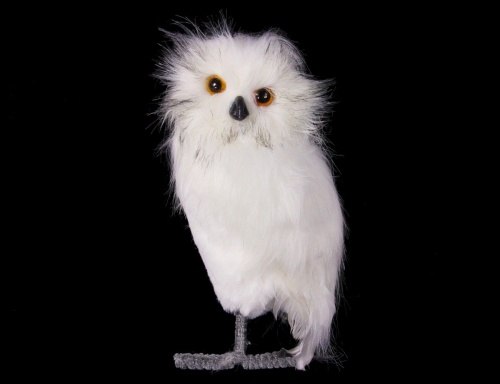 Декоративная фигурка "Совушка-пушистик", белая, искусственный мех, перо, 31 см, Koopman International фото 4
