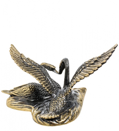 AM-1484 Фигурка "Лебеди" (латунь, янтарь) фото 2