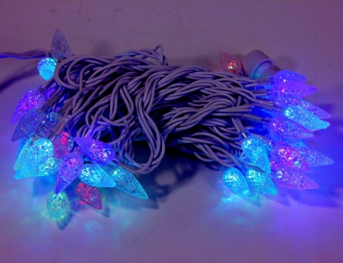 Светодиодная гирлянда "Шишки-х"амелеон, 50 RGB LED, 7.5+1.5 м, коннектор, белый провод, уличная, Rich LED фото 5
