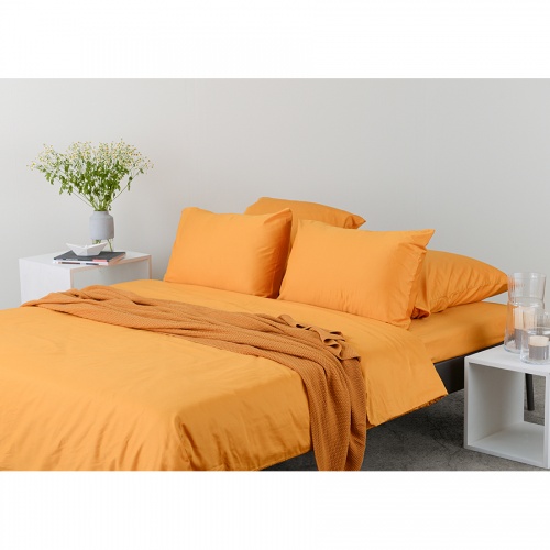 Комплект постельного белья двуспальный из сатина цвета шафрана из коллекции wild фото 2