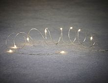 Гирлянда "Светлячки", тёплые белые LED-огни, 3 м, серебристый провод, батарейки, Edelman