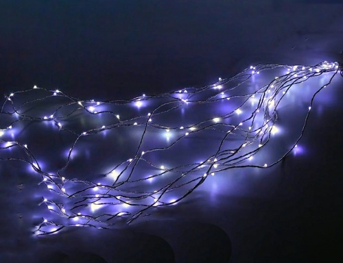 Электрогирлянда "Конский хвост", 350 холодных белых mini-LED ламп, 21*1.5+1.5 м, 12V, провод-проволока+серебряный шнур, BEAUTY LED
