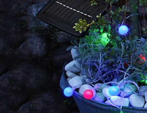 Садовая гирлянда FAYRI CHERRY, солнечная батарея, 20 разноцветных LED-огней, 4.75+2 м, прозрачный провод, STAR trading фото 2