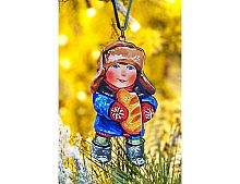 Елочная игрушка Мальчик с батоном - Зимние Каникулы 10 см, дерево, подвеска, Winter Deco