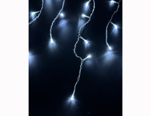 Светодиодная гирлянда длинная БАХРОМА ICICLE, 1000 холодных белых LED-огней, 25х0.5+1.5 м, коннектор, прозрачный ПВХ, уличная, SNOWHOUSE фото 5