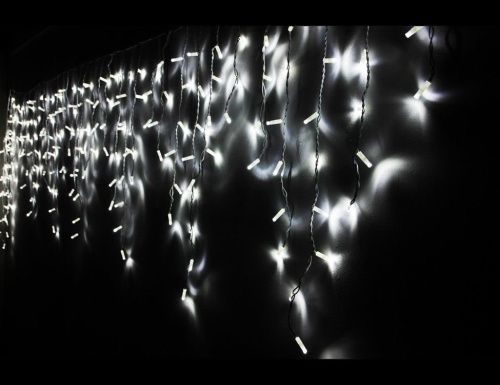 Светодиодная гирлянда Бахрома Super Rubber 4*0.8 м, 208 холодных белых LED ламп, черный каучук, соединяемая, IP44, SNOWHOUSE фото 2