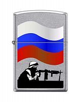 Зажигалка ZIPPO Защитник Отечества, латунь/сталь с покрытием Street Chrome™, серебристая, 36x12x56мм, 207 RUSSIAN SOLDIER