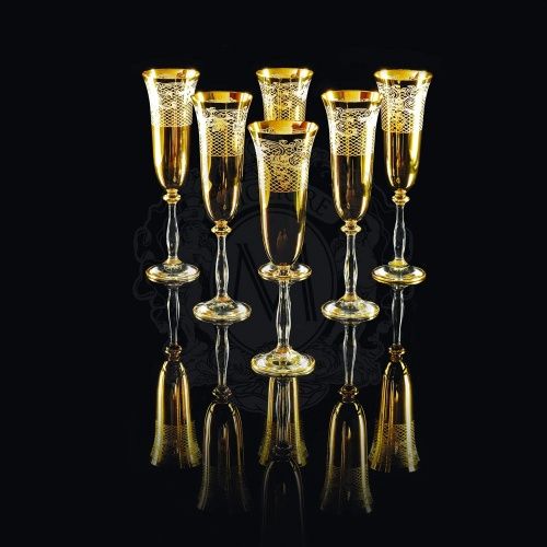 VITTORIA Бокал для шампанского, набор 6 шт, хрусталь/декор золото 24К фото 2