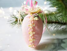 Декоративное пасхальное яйцо БАЛЬНЫЙ СЕЗОН, нежно-розовое, 10 см, Winter Deco