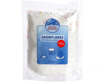 Искусственный снег SNOWFLAKE MIX, микшированный, голографический, 100 г, Kaemingk