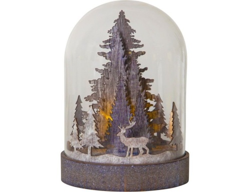 Светящийся купол "Олень в лесу" с тёплым белым LED-огнём, дерево, стекло, таймер, батарейки, 12.5х17.5 см, STAR trading фото 2
