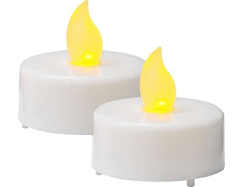 Набор чайных свечей PAULO (2 шт.), белые, LED-огни мерцающие, 4х4 см, STAR trading