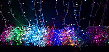 Электрогирлянда "Нить классика", 100 LED ламп, 10 м, разные цвета, коннектор, на прозрачном PVC проводе, 220V, уличная, Laitcom