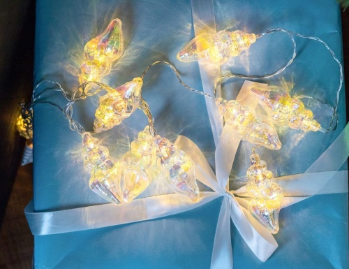Электрогирлянда "Морская романтика - ракушки", 10 белых LED-огней, 1.8 м, таймер, батарейки, Kaemingk фото 3