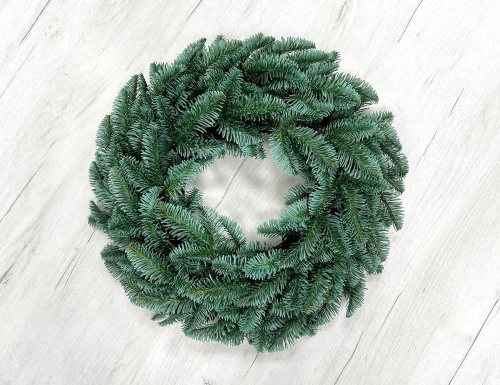 Хвойный венок РОЖДЕСТВЕНСКИЙ, заиндевелый, хвоя - 100% РE, 45 см, Christmas Deluxe