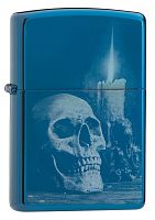 Зажигалка Zippo Classic с покрытием High Polish Blue, латунь/сталь, голубая, глянцевая, 36x12x56 мм