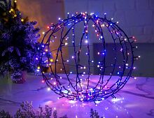 Светодиодное украшение ШАР - DANCING LIGHTS, 210 тёплых белых/разноцветных LED-огней, 48 см, таймер, ПДУ, уличный, Kaemingk