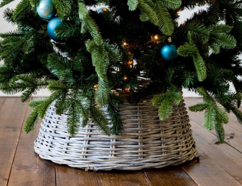 Плетеная корзина для елки Кантри Стайл 60*26 см светлое дерево с белым (Koopman) фото 3