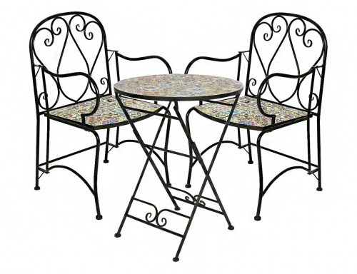 Садовая мебель с мозаикой "Андалусия" (стол и 2 кресла), металл, керамика, Kaemingk