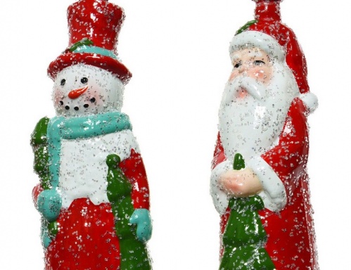 Набор ёлочных игрушек "Санта и снеговик", пластик, 16-17 см (2 шт.), Kaemingk фото 2