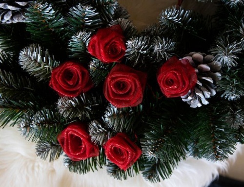 "Букет роз" из органзы, красный, 32 см, BILLIET фото 4