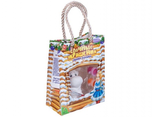 Набор для творчества "- ёлочная игрушка - коровка" в подарочной сумочке, керамика, 8 см., Bondibon